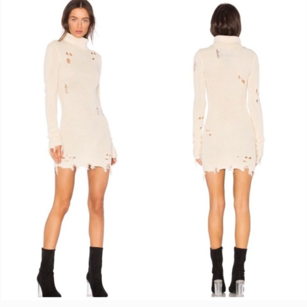 Lovers & friends distressed sweater dress black